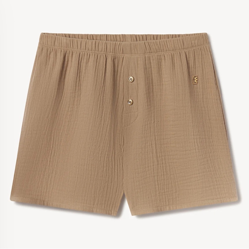 Eterne Jude Gauze Lounge Shorts – Taupe/Tan – Small – NWT